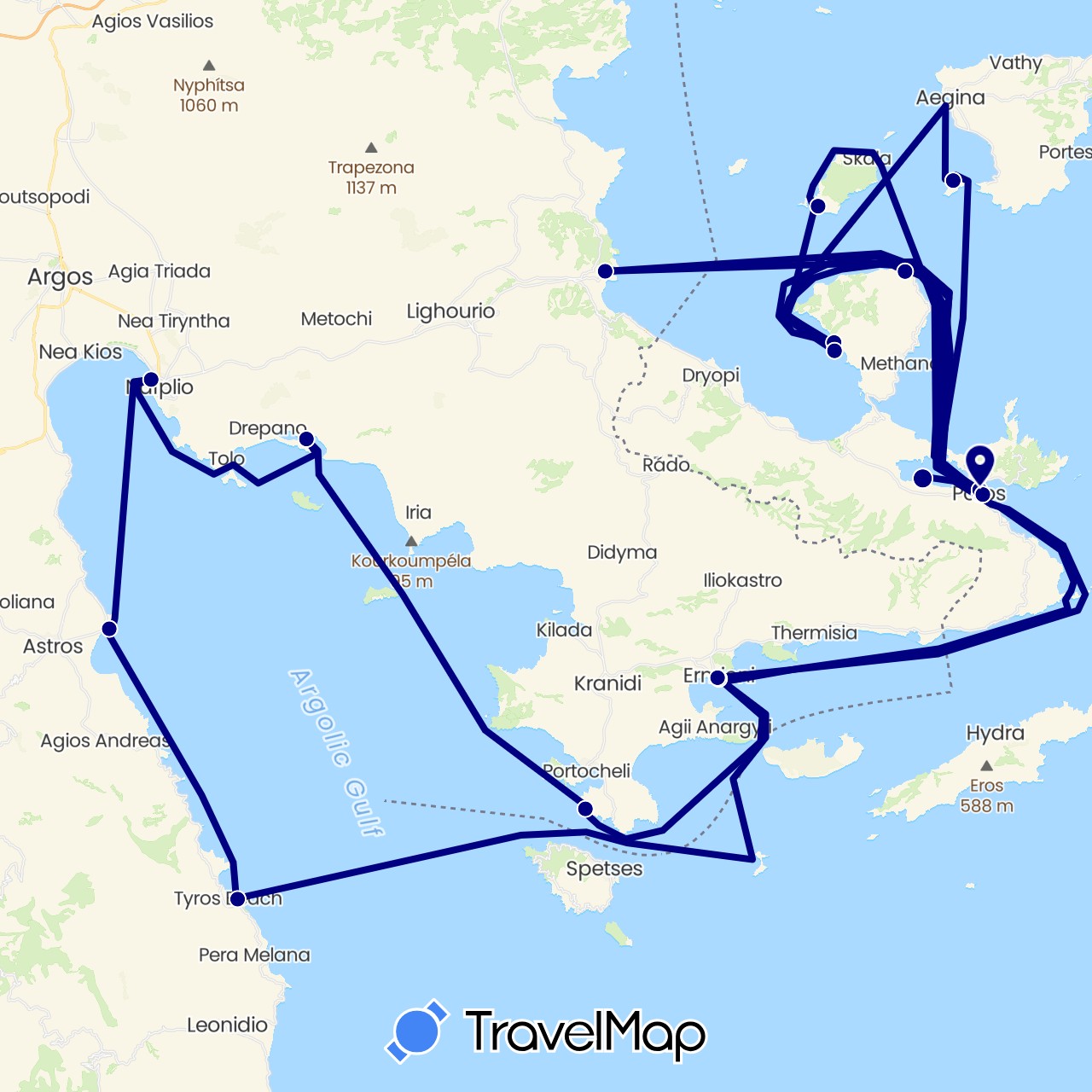 TravelMap itinerary: driving in Greece (Europe)