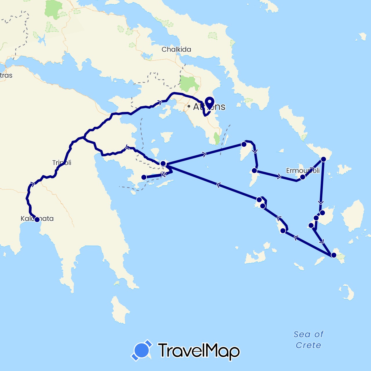 TravelMap itinerary: driving in Greece (Europe)