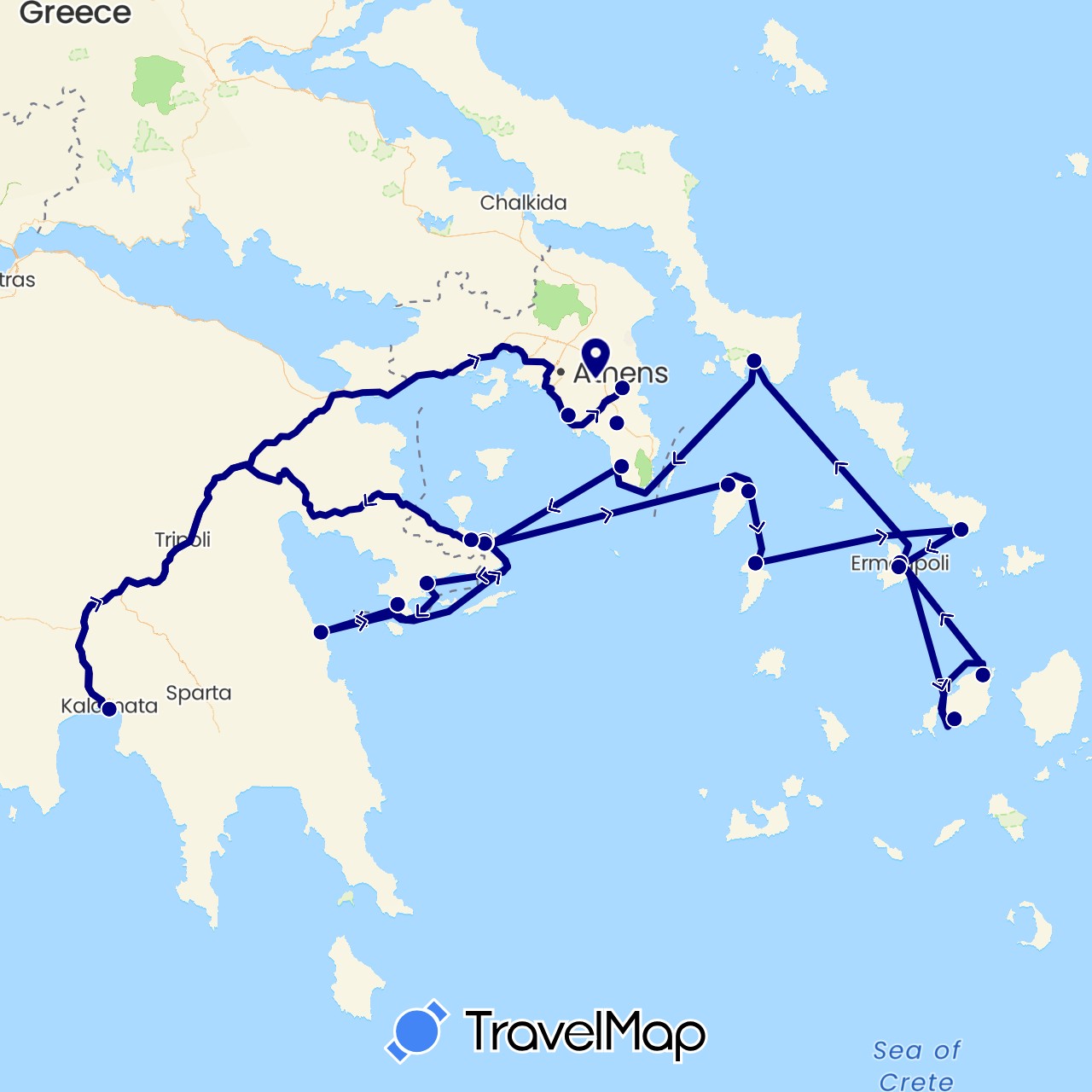 TravelMap itinerary: driving in Greece (Europe)
